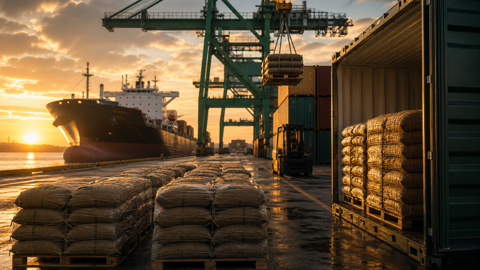 Coffee export containers and port operations