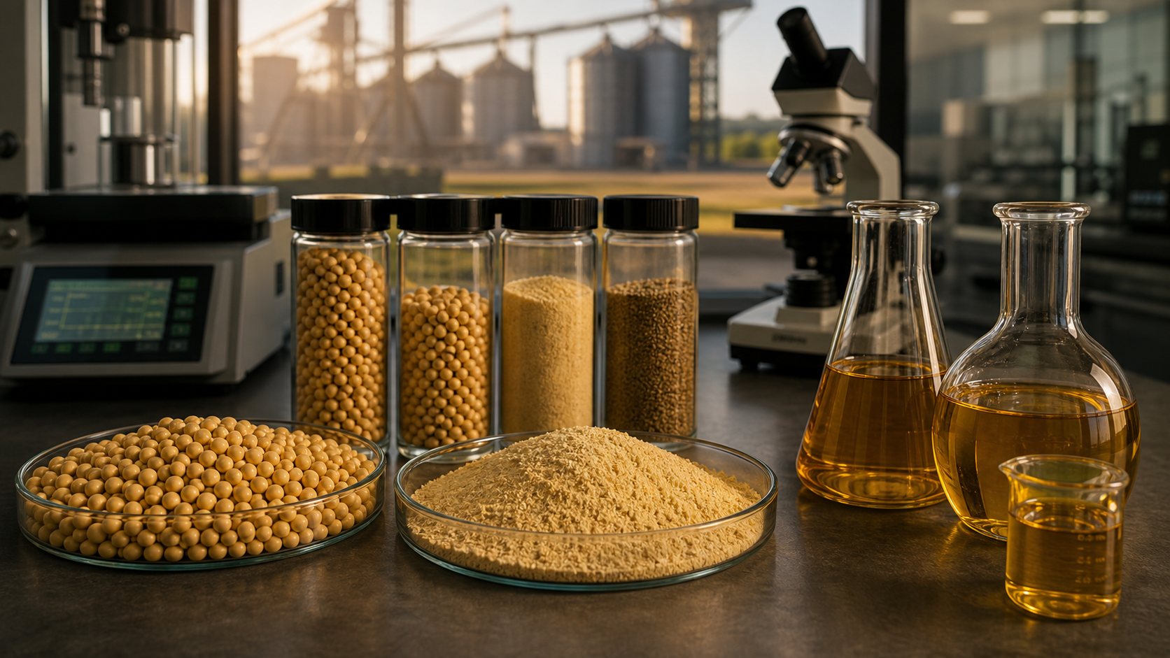 Soybeans, soybean meal and soybean oil samples