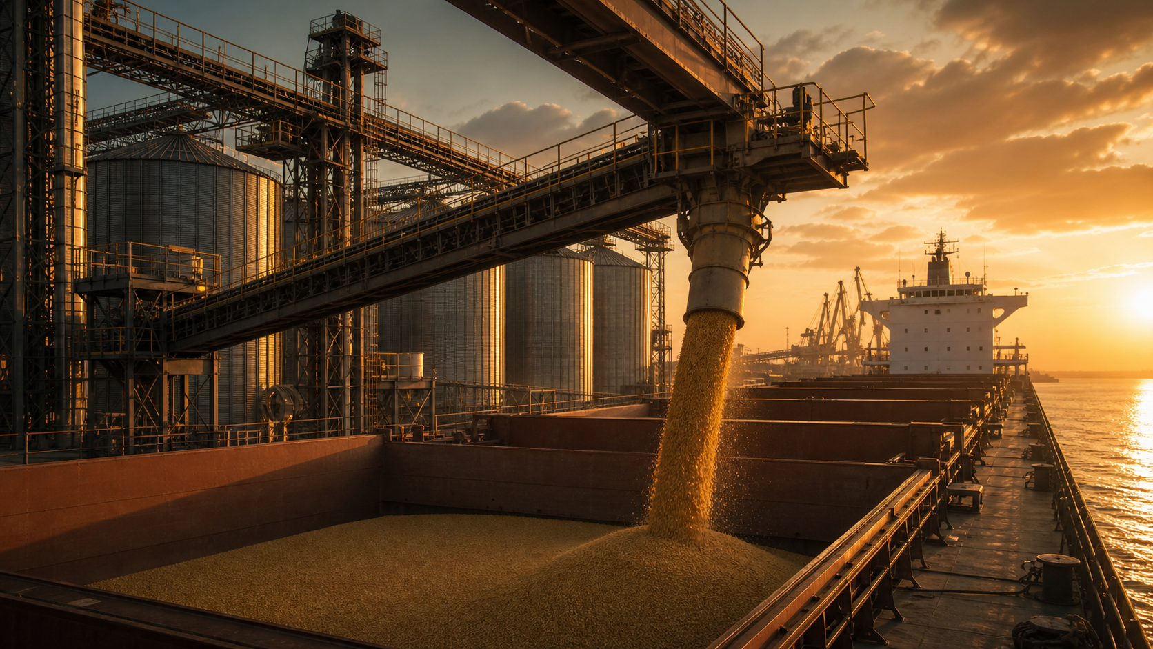 Bulk soybean loading at grain terminal