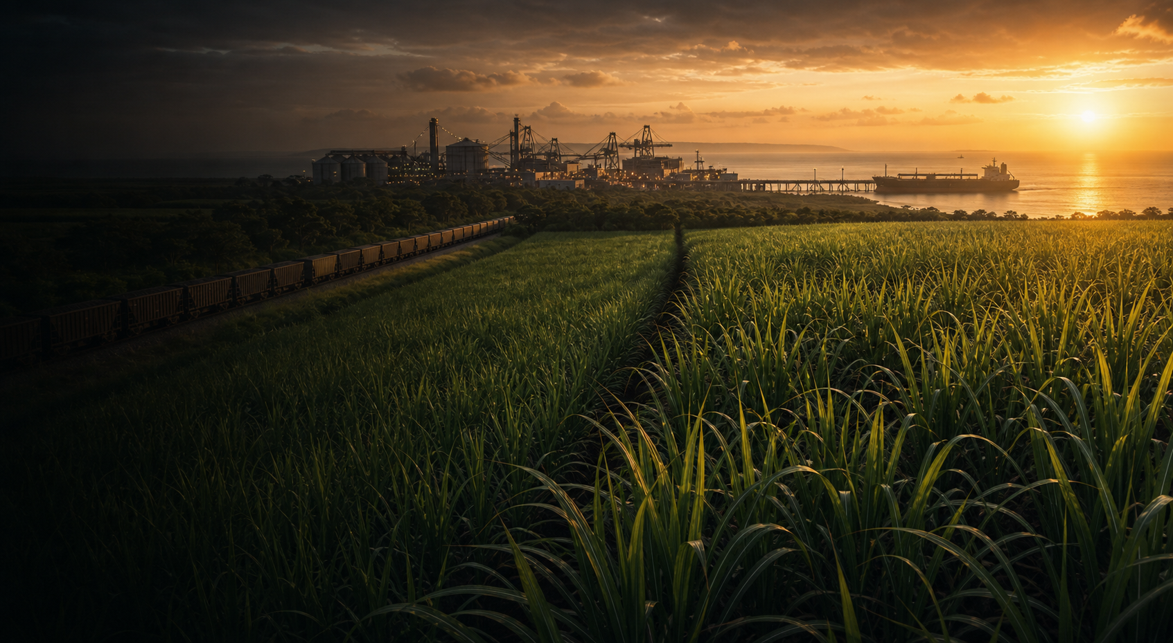 Sugarcane fields connected to export logistics