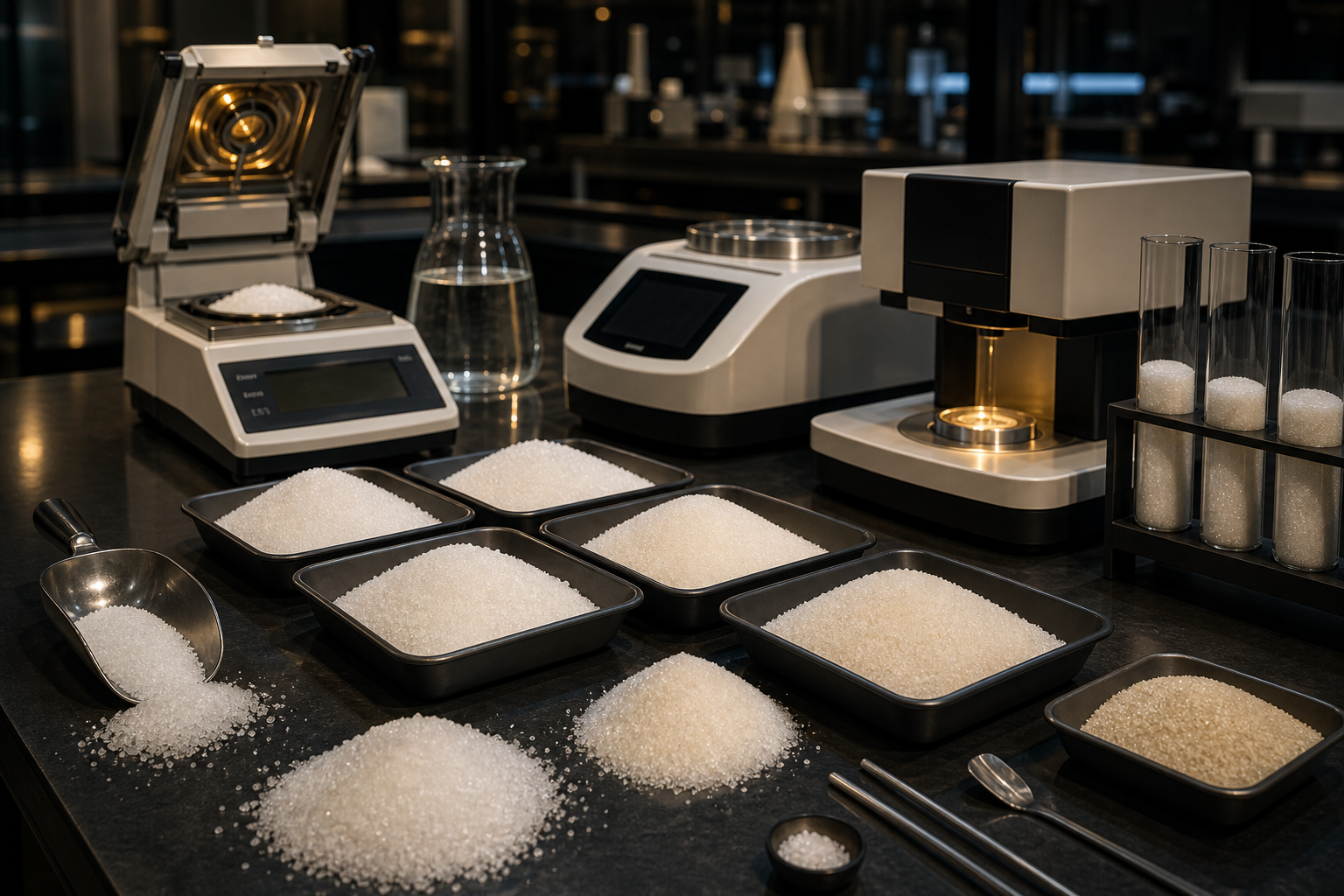 Sugar quality control laboratory and samples